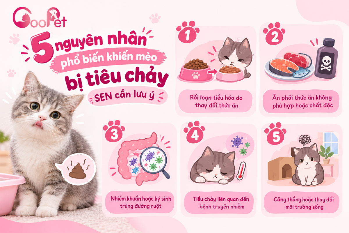 5 nguyên nhân phổ biến khiến mèo bị tiêu chảy