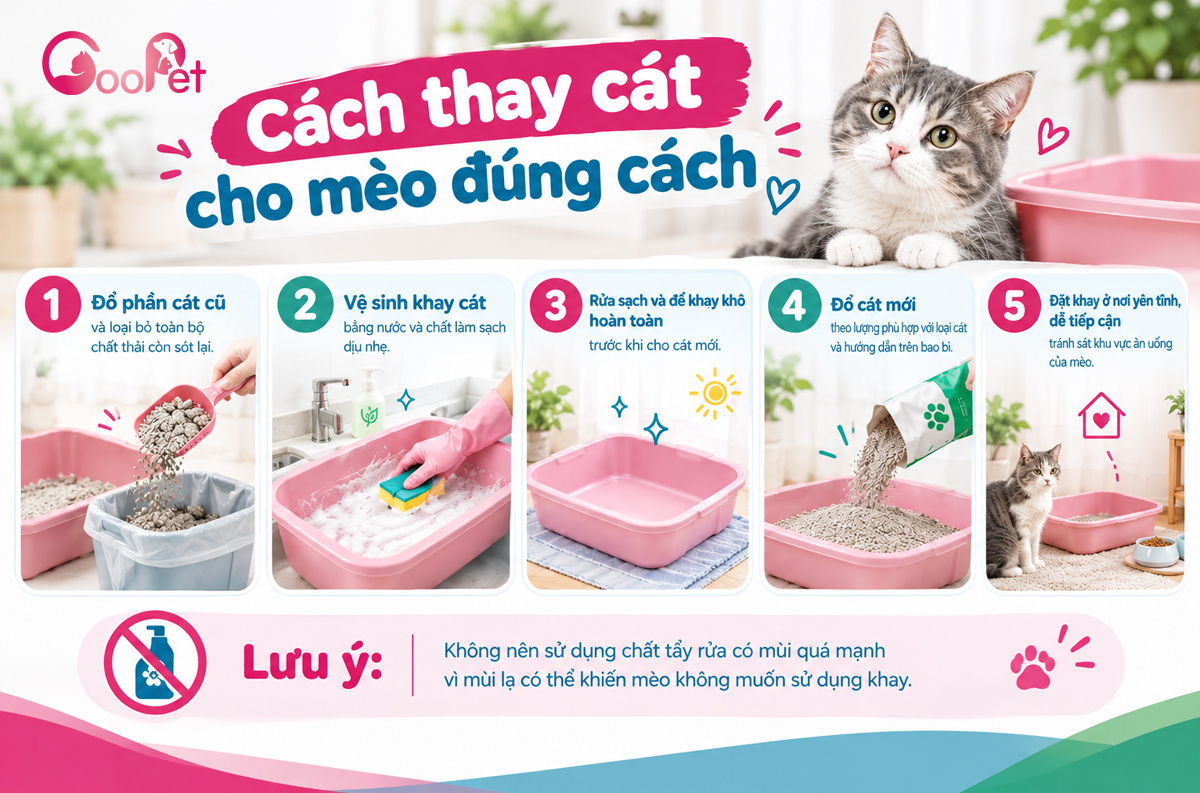Cách thay cát cho mèo đúng cách
