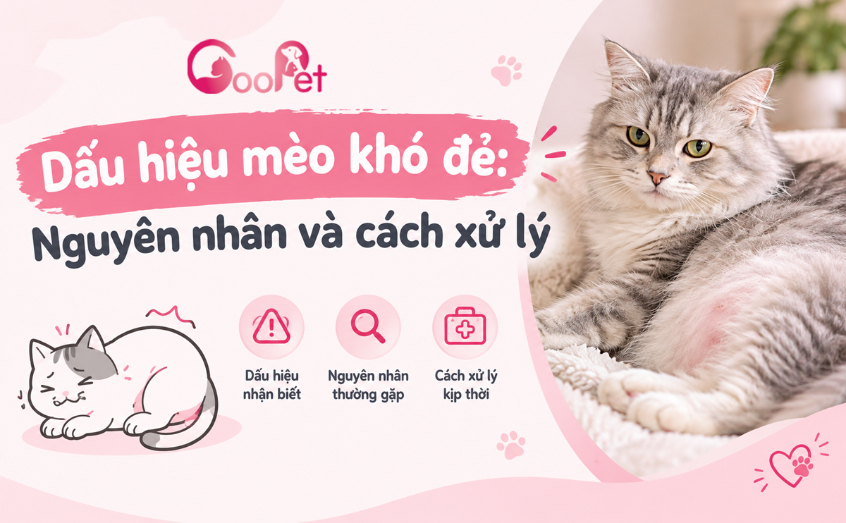 Dấu hiệu mèo khó đẻ, nguyên nhân và cách xử lý