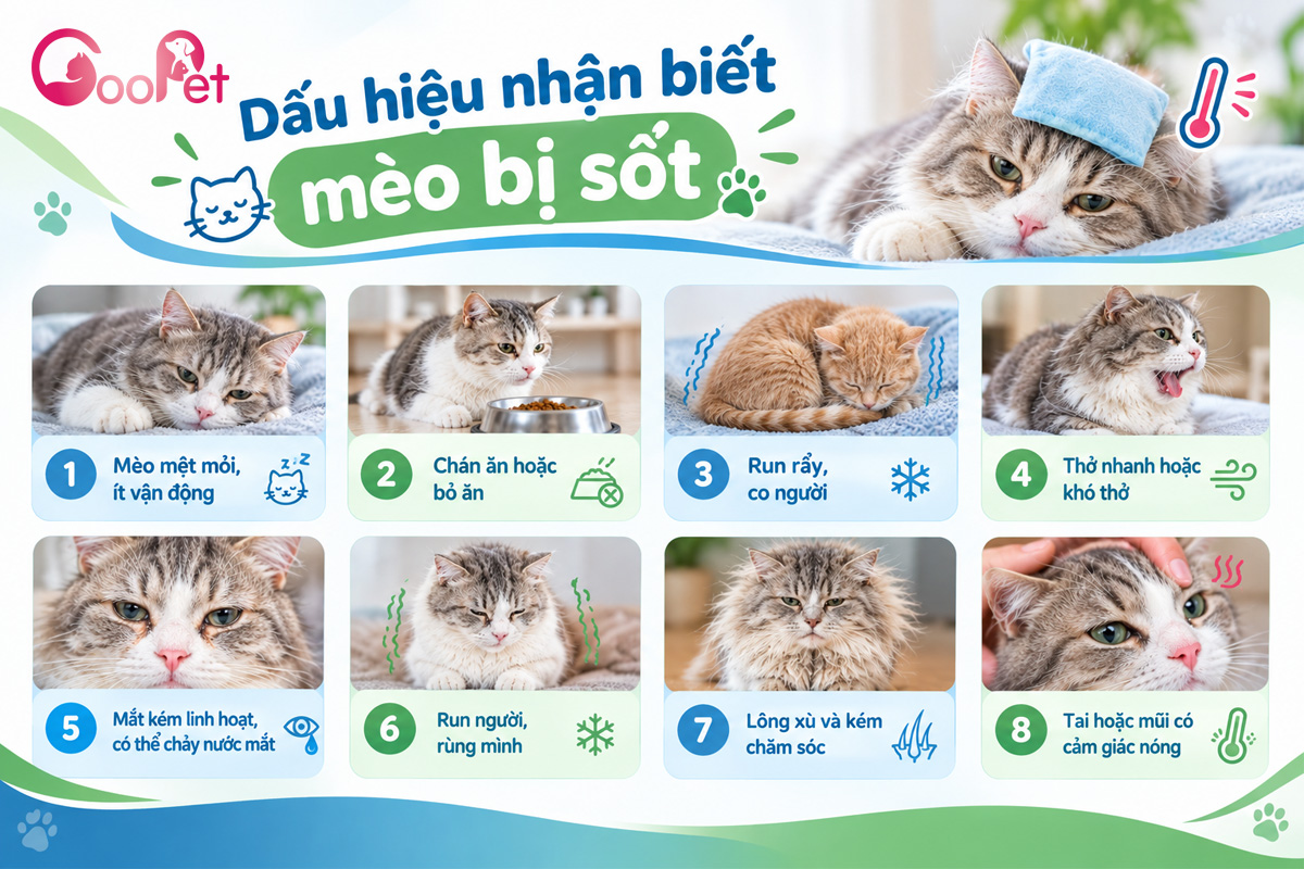 Dấu hiệu nhận biết mèo bị sốt, SEN lưu ý