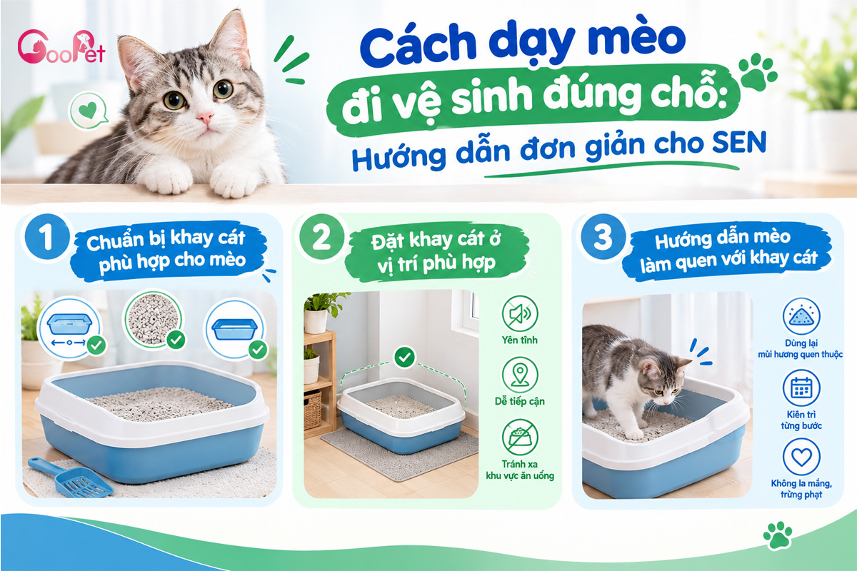 Hướng dẫn SEN cách dạy mèo đi vệ sinh đúng cách