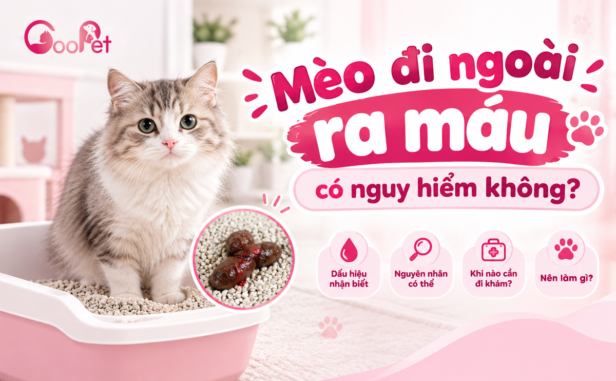 Mèo đi ngoài ra máu