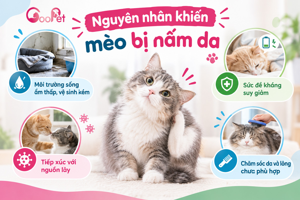 Nguyên nhân mèo bị nấm