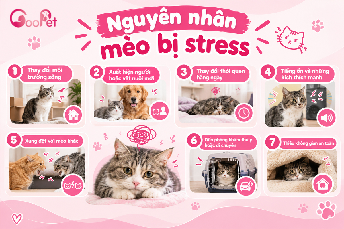 Một số nguyên nhân khiến mèo bị stress