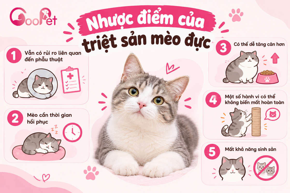 Nhược điểm triệt sản mèo đực