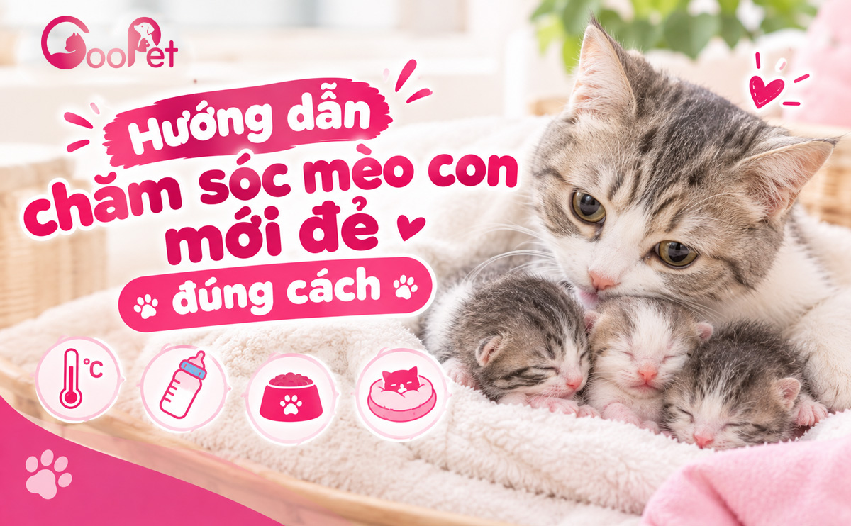 Hướng dẫn chăm sóc mèo con mới đẻ đúng cách