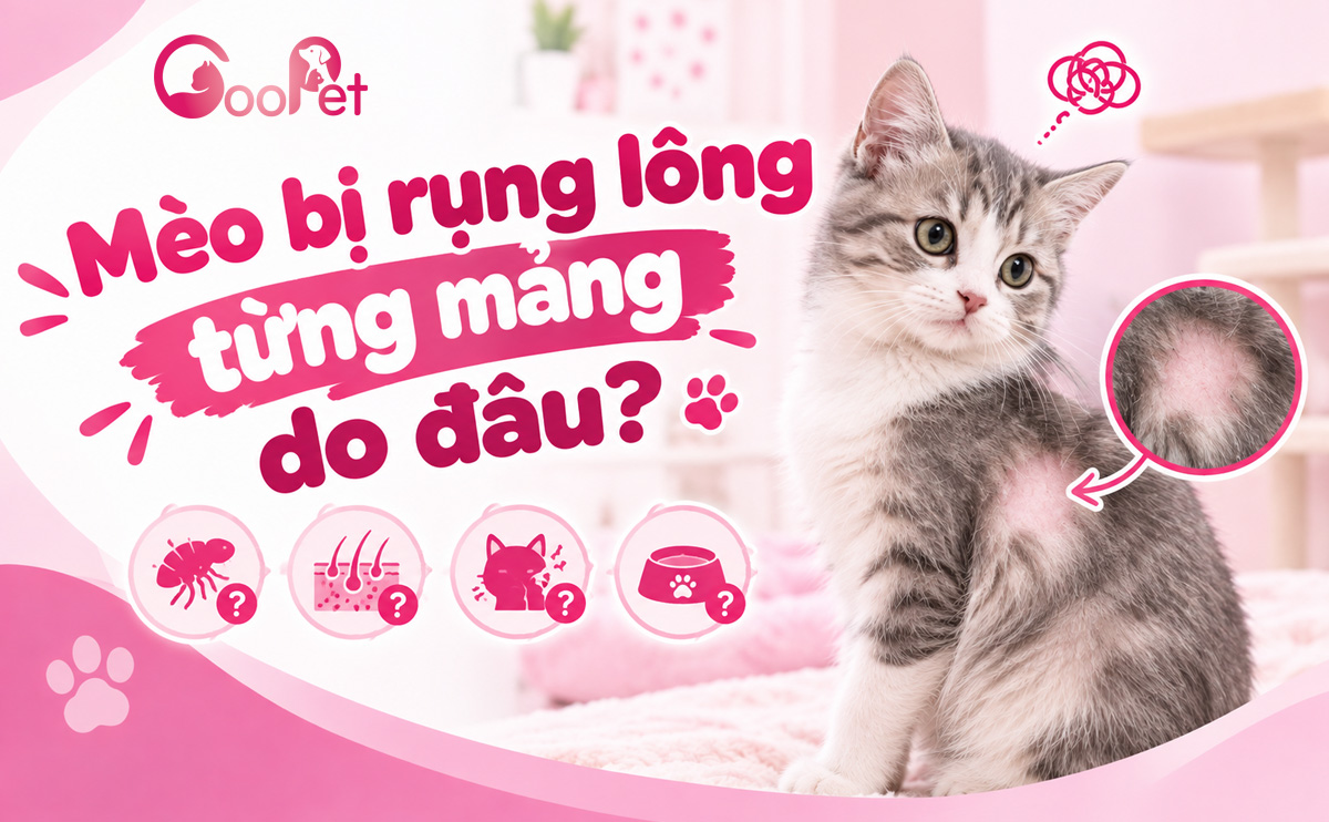 Mèo bị rụng lông từng mảng do đâu?